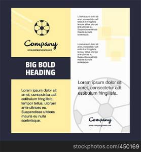 Football Company Brochure Title Page Design. Company profile, annual report, presentations, leaflet Vector Background