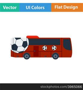Football fan bus icon. Flat design in ui colors. Vector illustration.