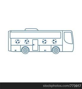 Football Fan Bus Icon. Thin Line With Blue Fill Design. Vector Illustration.