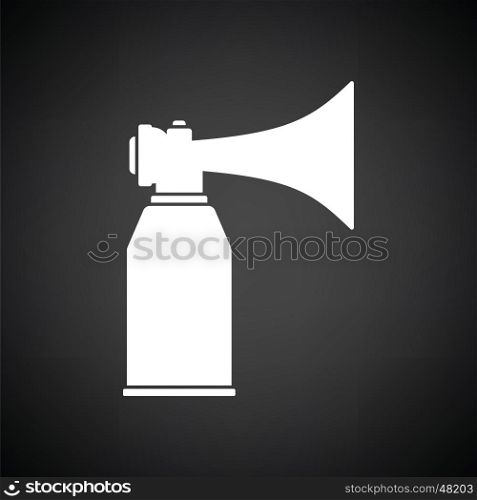 Football fans air horn aerosol icon. Black background with white. Vector illustration.