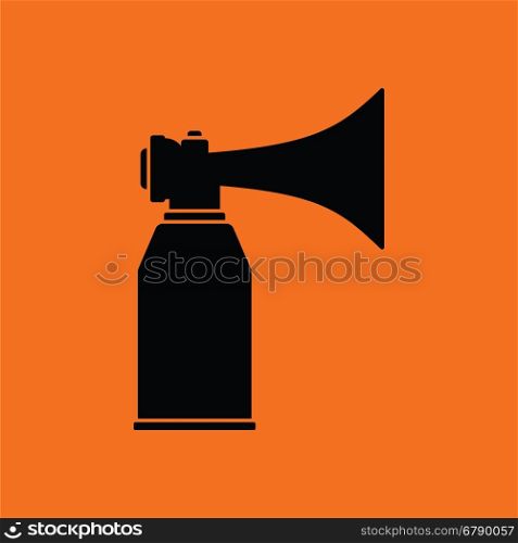 Football fans air horn aerosol icon. Orange background with black. Vector illustration.