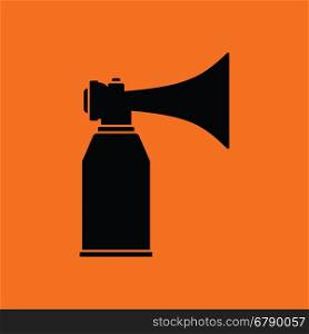 Football fans air horn aerosol icon. Orange background with black. Vector illustration.