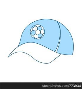 Football Fans Cap Icon. Thin Line With Blue Fill Design. Vector Illustration.