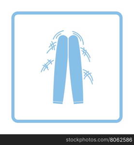 Football fans clapping sticks icon. Blue frame design. Vector illustration.