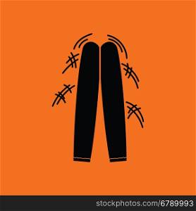 Football fans clapping sticks icon. Orange background with black. Vector illustration.