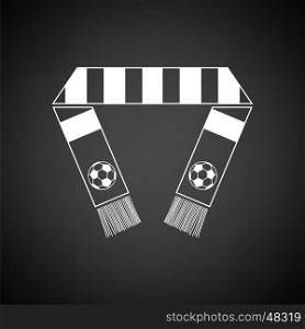 Football fans scarf icon. Black background with white. Vector illustration.