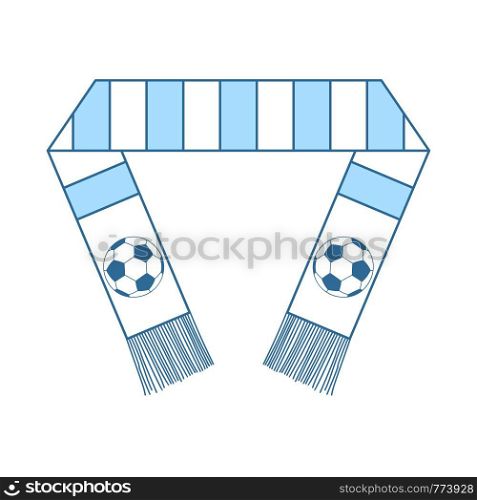 Football Fans Scarf Icon. Thin Line With Blue Fill Design. Vector Illustration.