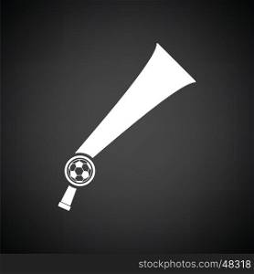 Football fans wind horn toy icon. Black background with white. Vector illustration.