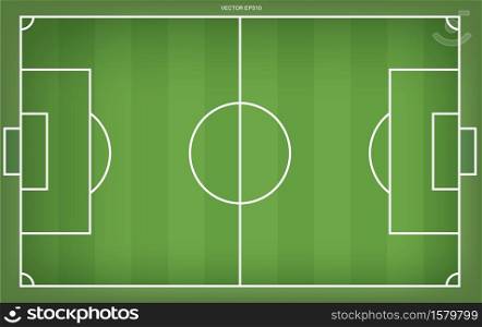 Football field or soccer field background. Green grass court for create soccer game. Vector illustration.