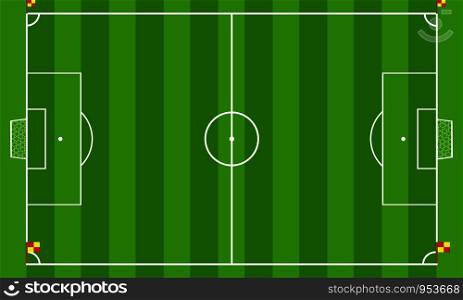 Football field or soccer field on top view background. Design vector green court for soccer game.