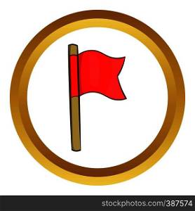 Football flag vector icon in golden circle, cartoon style isolated on white background. Football flag vector icon