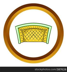 Football goal vector icon in golden circle, cartoon style isolated on white background. Football goal vector icon