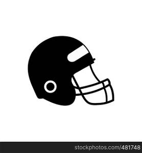 Football helmet with face mask black simple icon isolated on white background. Football helmet with face mask icon