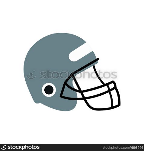 Football helmet with face mask flat icon isolated on white background. Football helmet with face mask flat icon