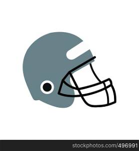 Football helmet with face mask flat icon isolated on white background. Football helmet with face mask flat icon