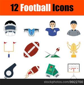 Football Icon Set. Flat Design. Fully editable vector illustration. Text expanded.