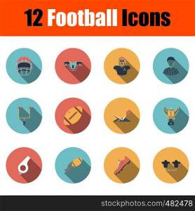 Football Icon Set. Flat Design With Long Shadow. Vector illustration.