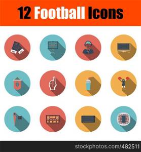 Football Icon Set. Flat Design With Long Shadow. Vector illustration.