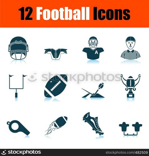 Football Icon Set. Shadow Reflection Design. Vector Illustration.