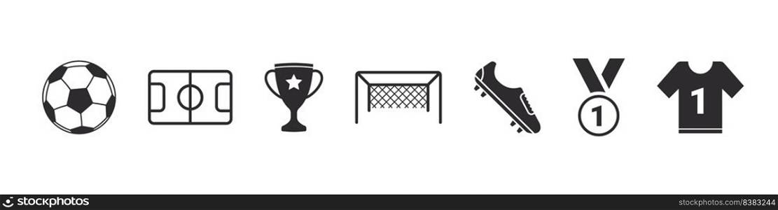 Football icons set. Soccer signs. Football elements for design. Vector icons