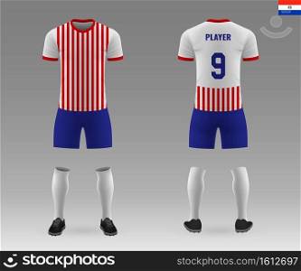 football kit of national team Paraguay, shirt template for soccer jersey. Vector illustration