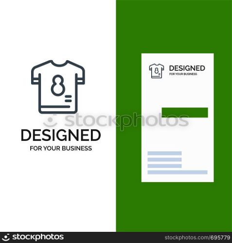 Football, Kit, Player, Shirt, Soccer Grey Logo Design and Business Card Template