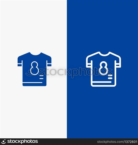 Football, Kit, Player, Shirt, Soccer Line and Glyph Solid icon Blue banner Line and Glyph Solid icon Blue banner