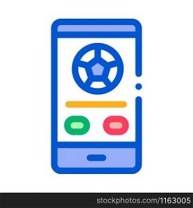 Football Match On Phone Icon Vector. Outline Football Match On Phone Sign. Isolated Contour Symbol Illustration. Football Match On Phone Icon Outline Illustration