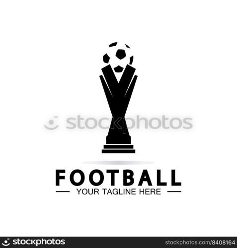 Football or Soccer Ch&ionship Trophy Logo Design vector  icon template.ch&ions football trophy for winner award 