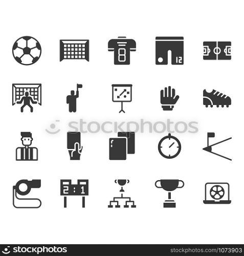 Football or soccer equipments icon and symbol set