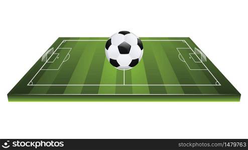 Football or soccer field with ball and white markings illustration.