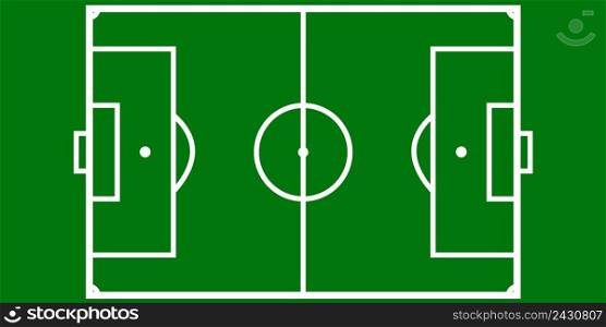football pitch layout, the layout area for playing football on a green background, vector template thick lines