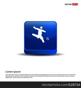 Football Player Icon - 3d Blue Button.