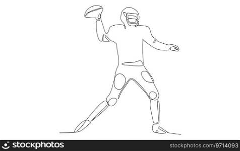 Football player in helmet going to throw ball Vector Image