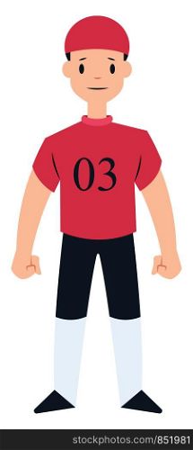 Football player in red and black vector illustration on a white background