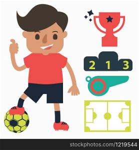 Football player with equipment vector illustrator concept of sport.