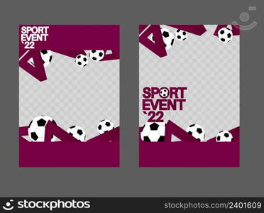 Football, Qatar World Cup 2022 poster. Banner template for soccer event. Design with dynamic shapes. Social media post for invitation, awards or covers.