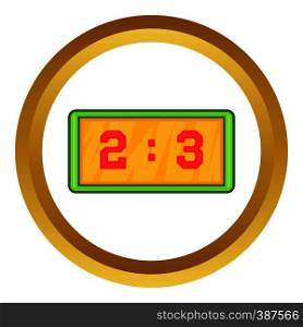 Football score vector icon in golden circle, cartoon style isolated on white background. Football score vector icon