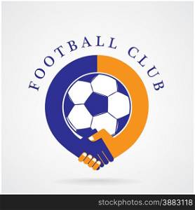 Football sign and handshake abstract vector design template. Business creative concept.vector illustration