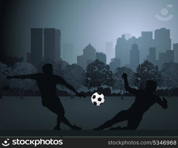 Football2. Training of football players in the field. A vector illustration