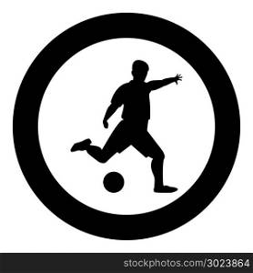 Footballer icon black color in circle or round vector illustration