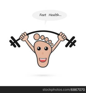 Footprint and barbell with Foot Care concept.Human foot icon.Foot spa concept.Vector illustration.