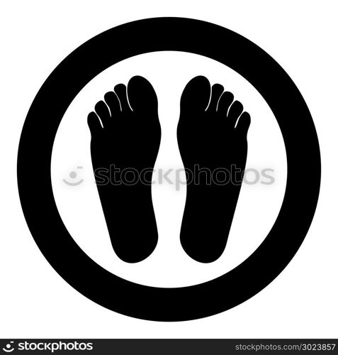 Footprint the black color icon in circle or round vector illustration