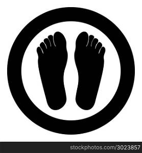 Footprint the black color icon in circle or round vector illustration