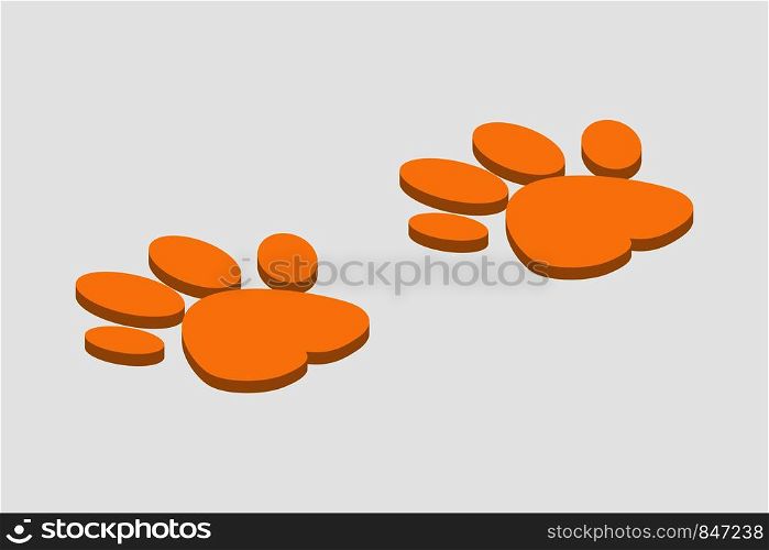 Footprints animals dogs or cats in isometric design on gray background. Eps10. Footprints animals dogs or cats in isometric design on gray background
