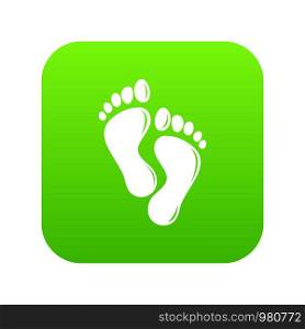 Footprints icon green vector isolated on white background. Footprints icon green vector