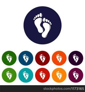 Footprints icons color set vector for any web design on white background. Footprints icons set vector color