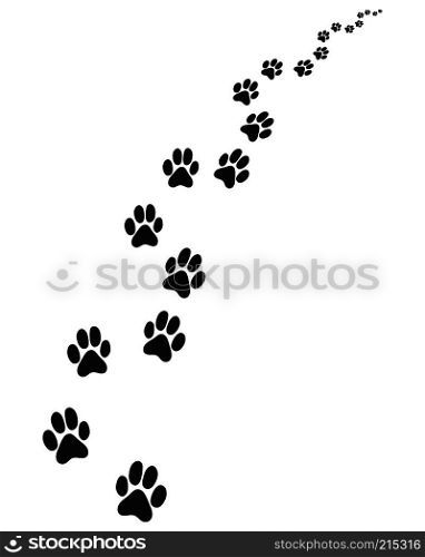Footprints of dog, turn right or left