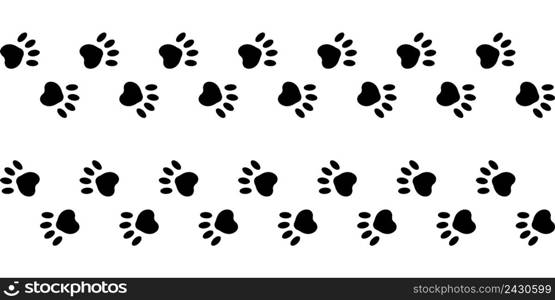 footprints of paws dog cat right and left, vector trail animal