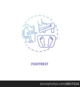 Footrest concept icon. Office ergonomics tip idea thin line illustration. Supporting feet at height. Reducing chronic back pain. Promoting blood circulation. Vector isolated outline RGB color drawing. Footrest concept icon